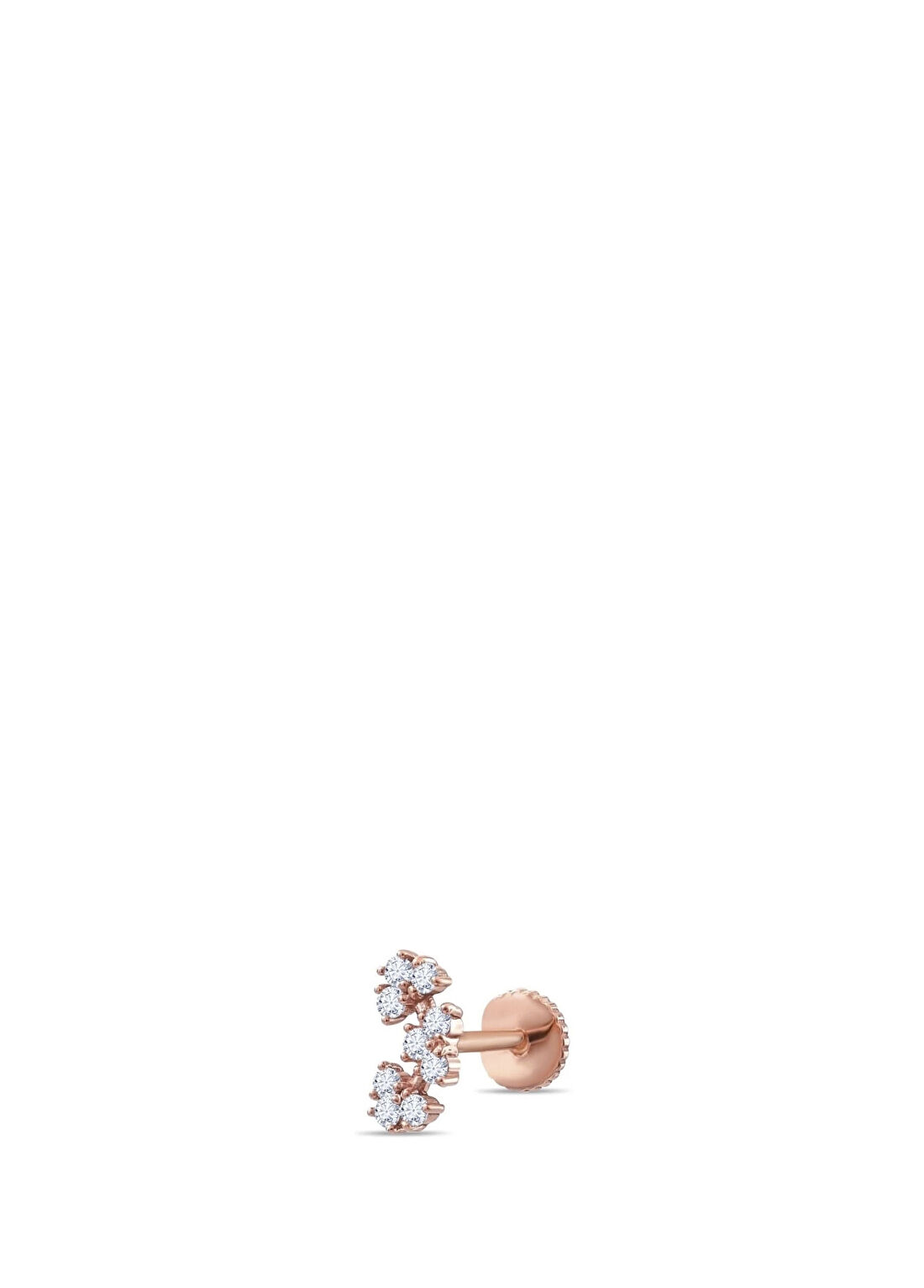 Safir Mücevher Aura Pırlanta Taşlı 14 Ayar Rose Gold Kadın Piercing Tragus Küpe