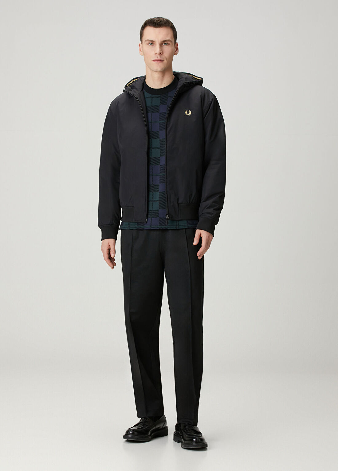 Fred Perry Regular Fit Tartan Siyah Beli Kordonlu Pantolon
