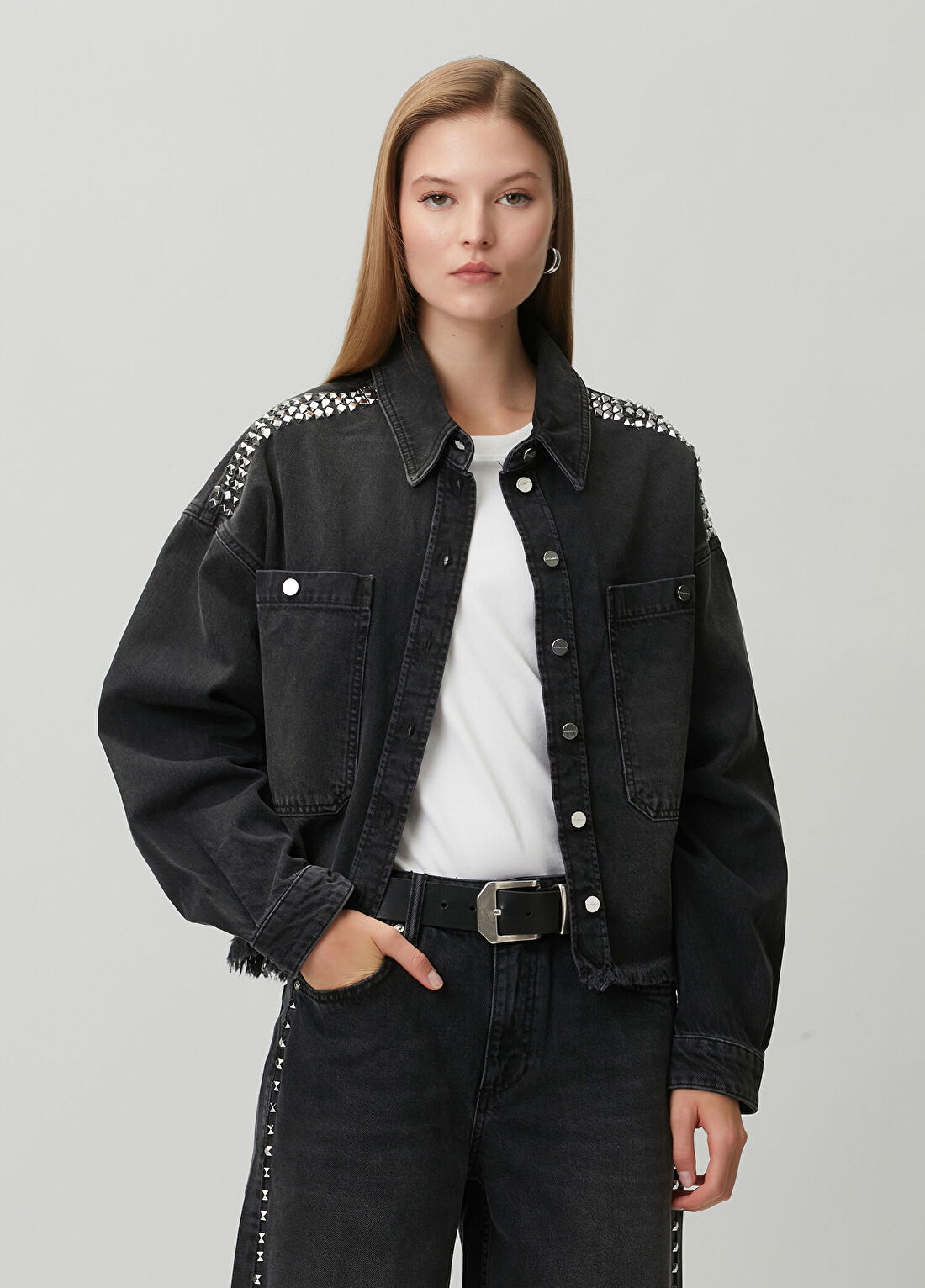 AllSaints Nicky Siyah Denim Ceket