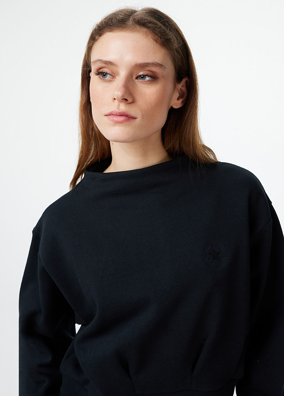 Converse Siyah Oversize Kadın Sweatshirt görsel 4