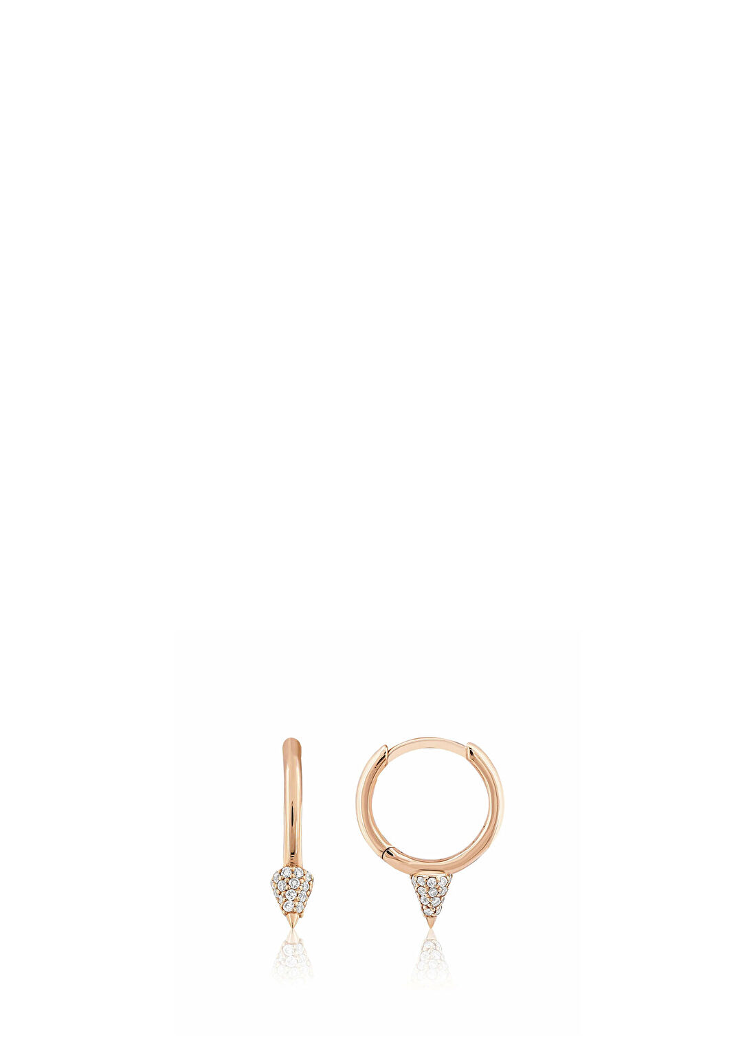 Venta Jewelry Pırlanta Taşlı 14 Ayar Rose Gold Kadın Halka Küpe