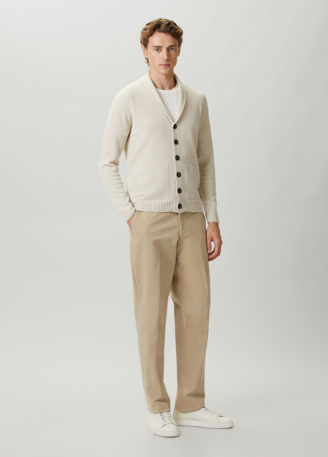 John Smedley Rockf Ekru Kaşmir Triko Hırka görsel 2