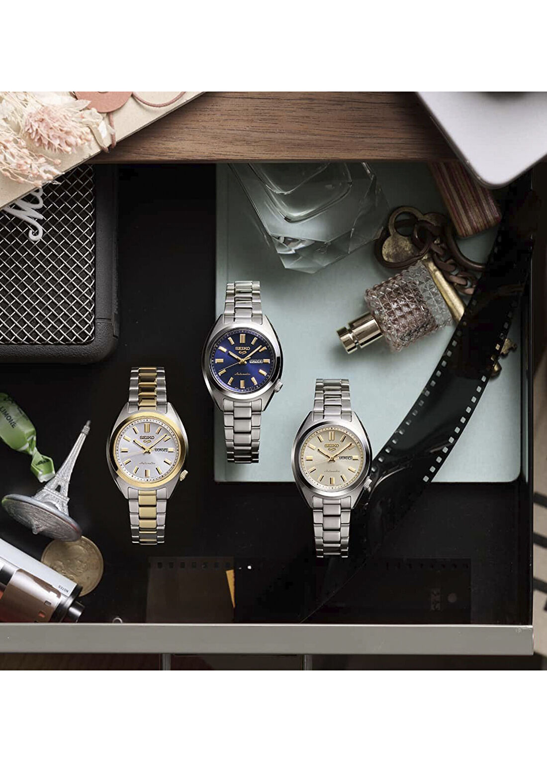 Seiko S5-SRE024K Altın Rengi Metalik Gri Çelik Kadın Kol Saati görsel 2