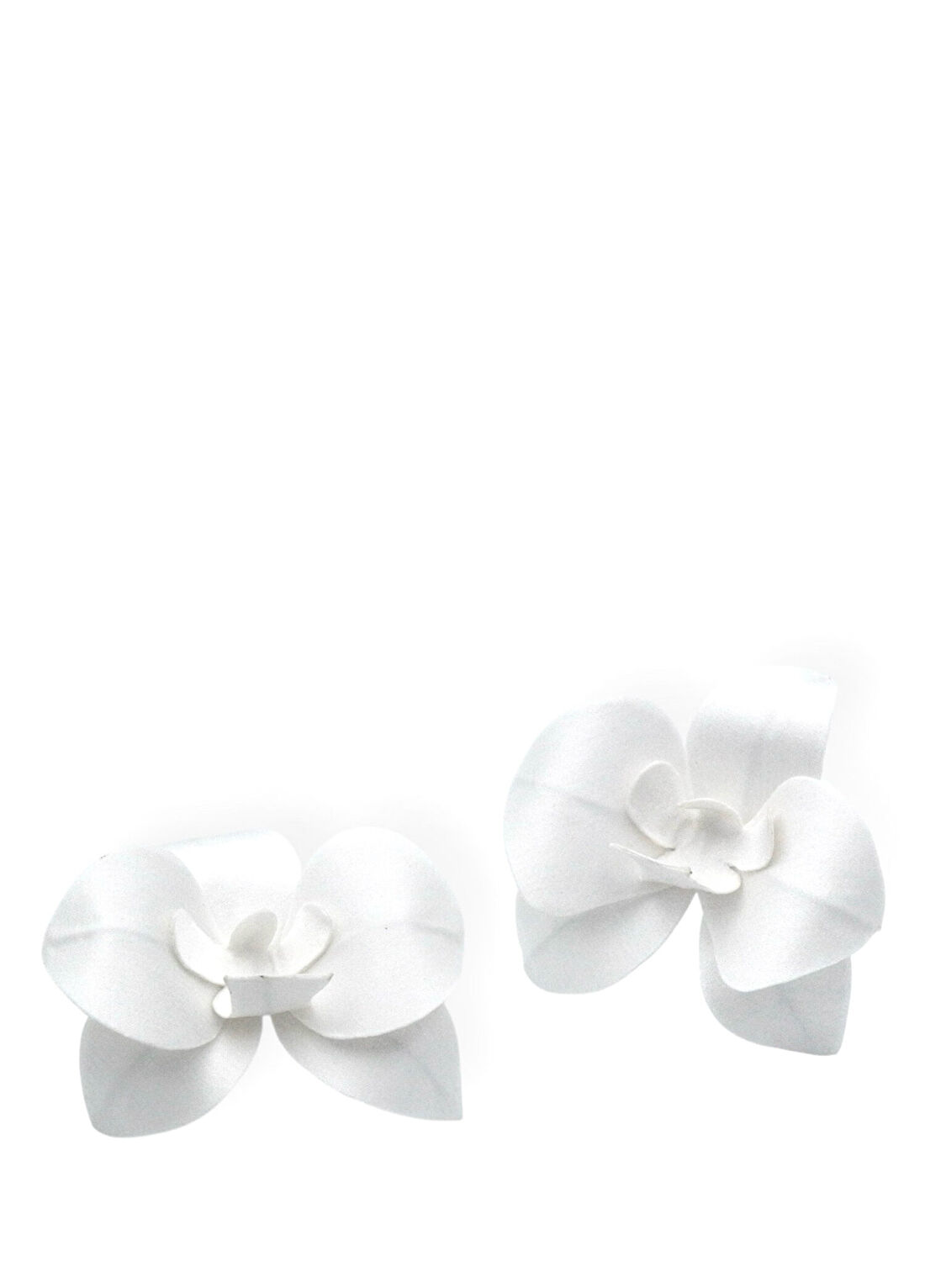 Meriç Tanın Satin Orchid Flower Beyaz İpek Saten 2'li Kadın Duvak Aksesuarı
