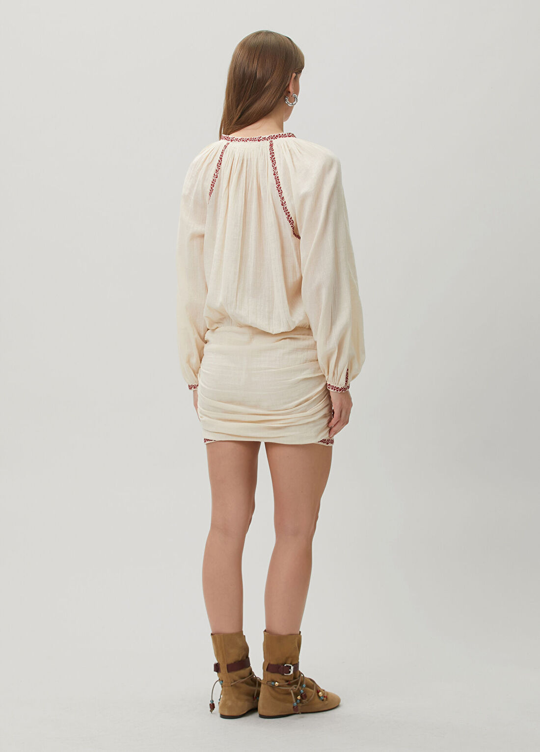 Marant Etoile Kırmızı Bej Mini Elbise görsel 4