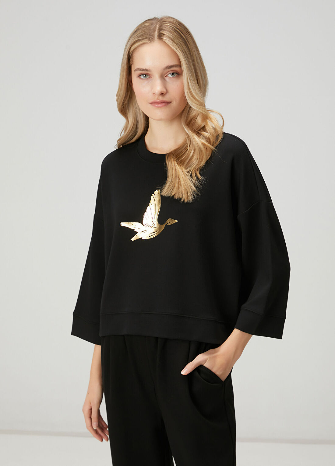 Beymen Club Siyah Gold Logolu Sweatshirt