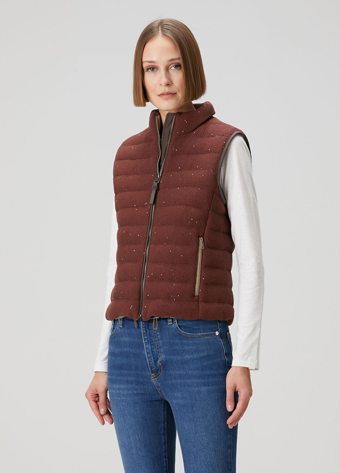 Brunello Cucinelli Bordo Payetli Yelek görsel 3