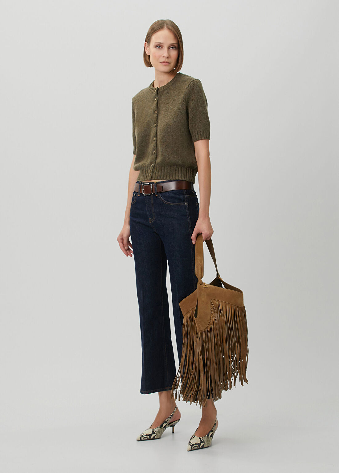 Khaite Clara Lacivert Crop Flare Jean Pantolon