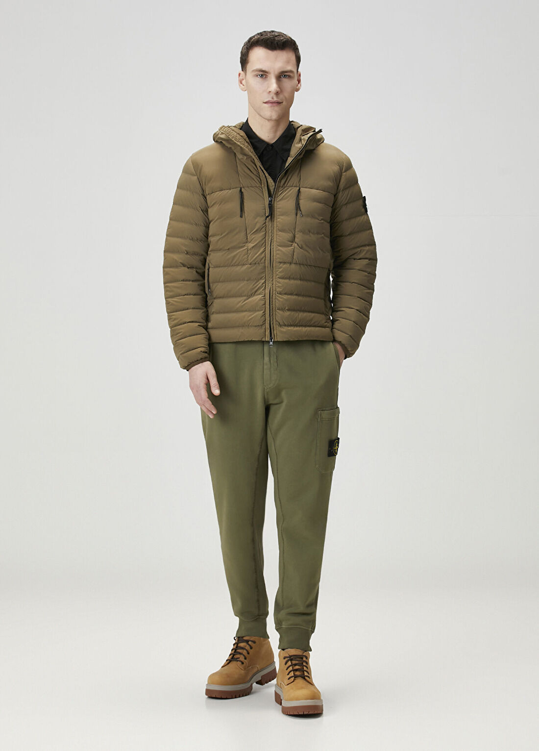 Stone Island Haki Kapüşonlu Puff Mont görsel 2