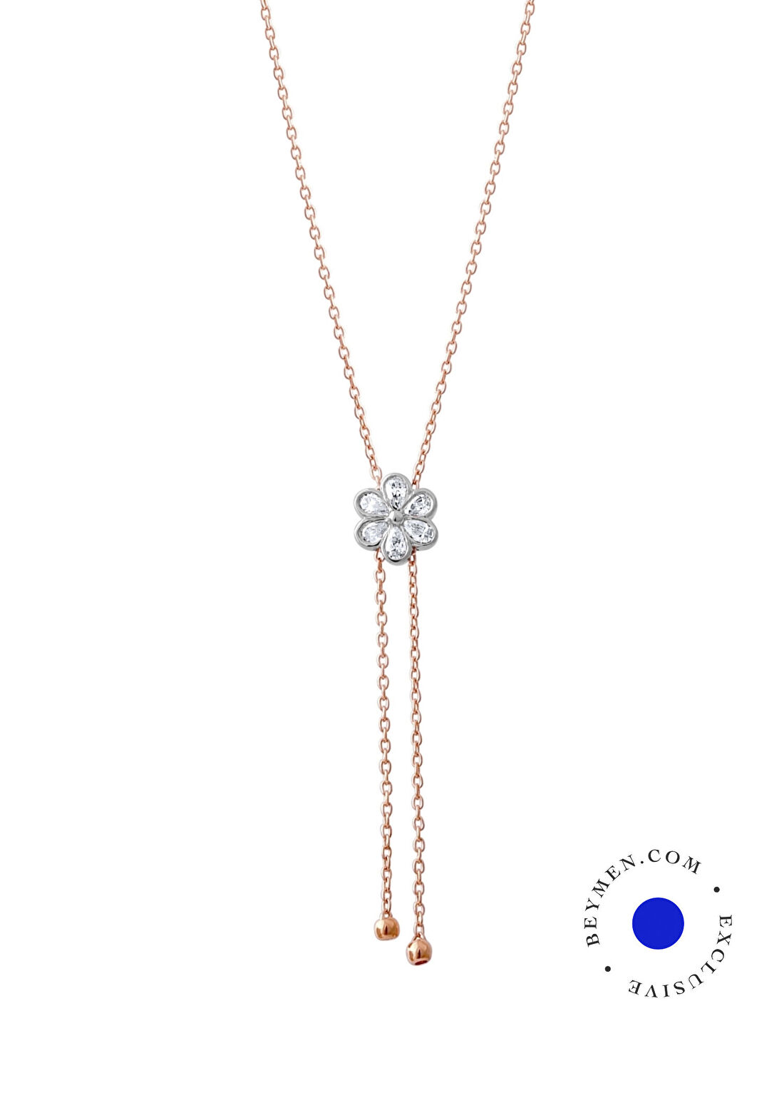 Safir Mücevher Luna Gül Pırlanta Taşlı 14 Ayar Rose Gold Altın Kadın Kolye