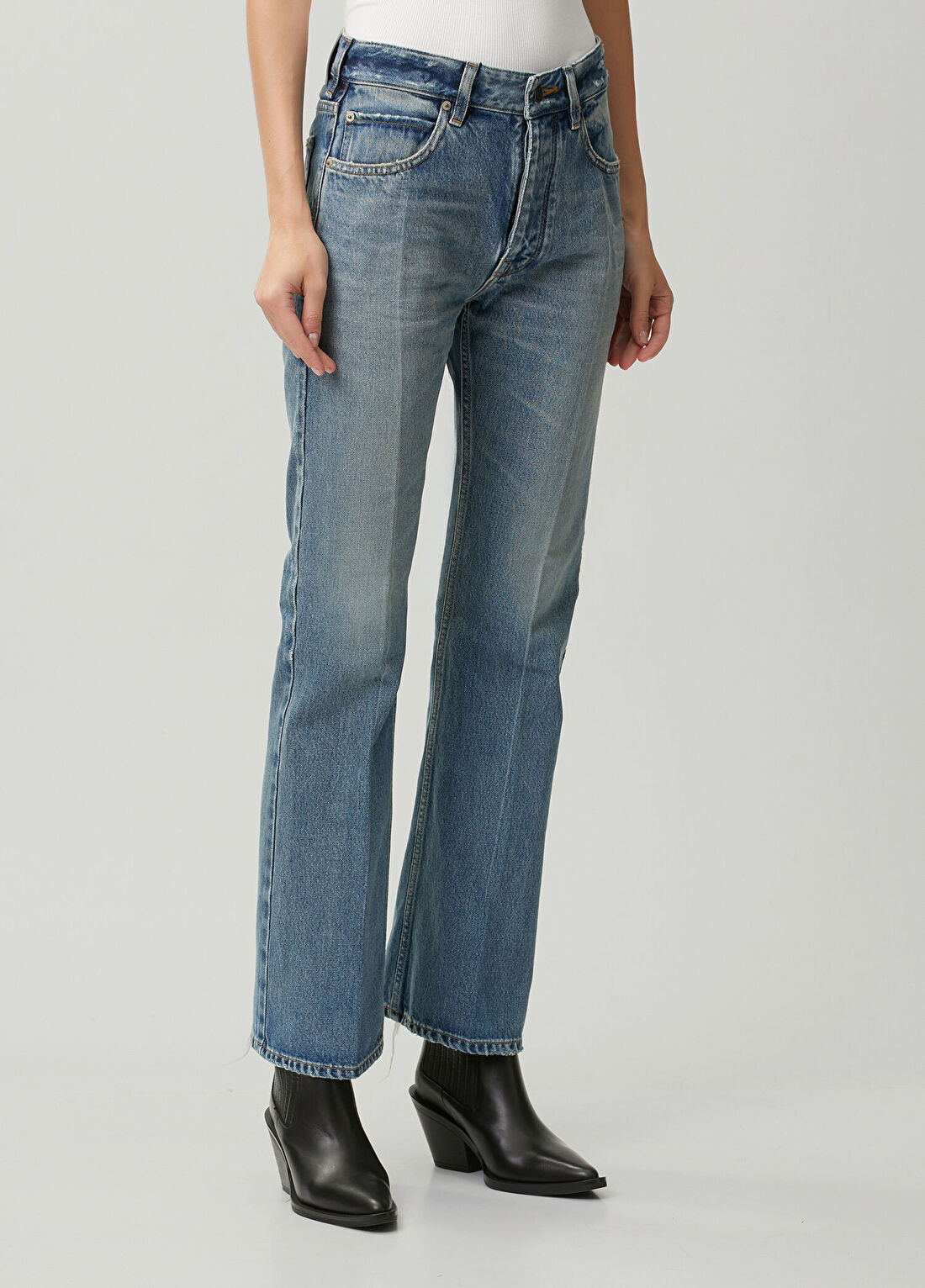 Balenciaga Mavi Straight Leg Jean Pantolon görsel 4