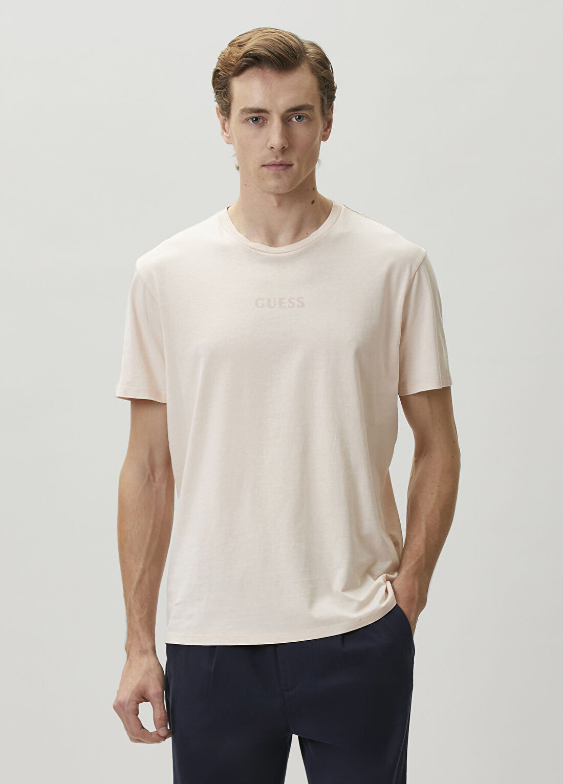 Guess Regular Fit Pembe Jersey T-shirt