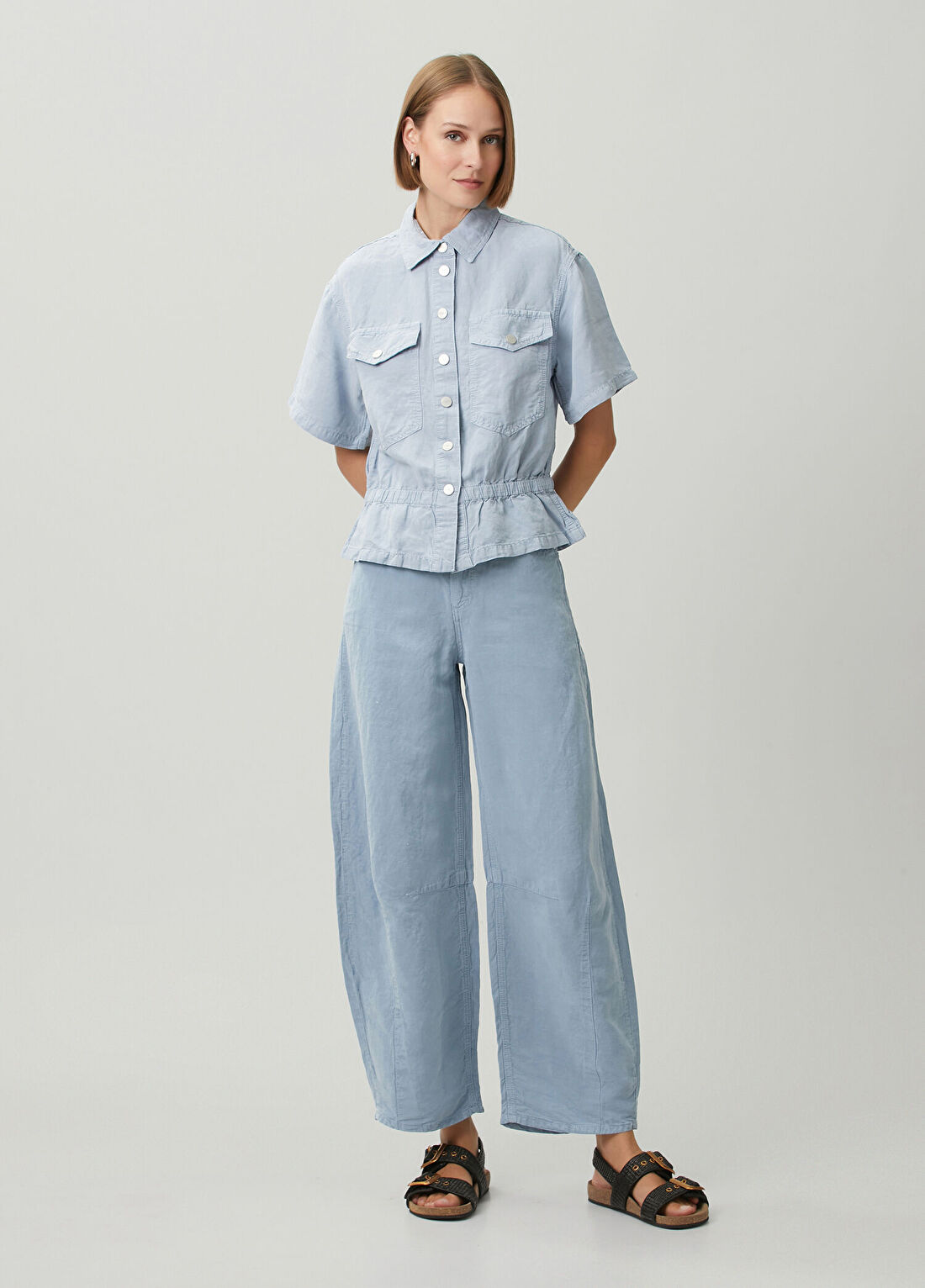 AllSaints Jett Açık Mavi Barrel Leg Jean Pantolon