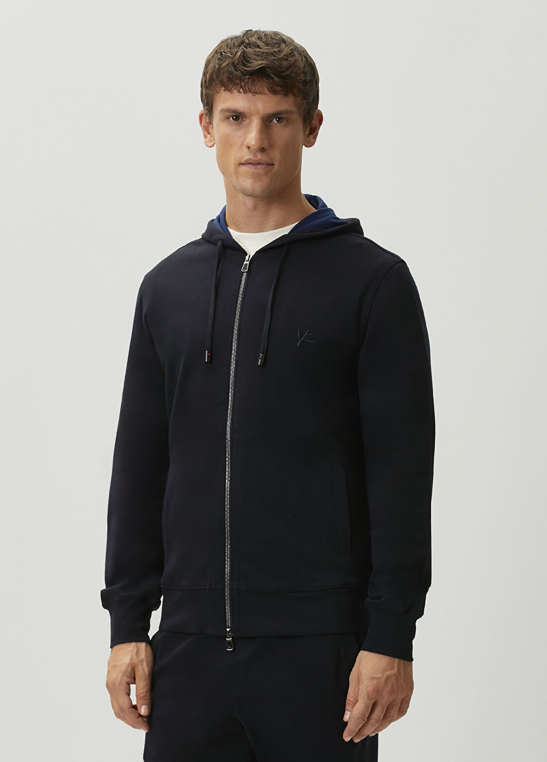 Isaia Lacivert Kapüşonlu Sweatshirt görsel 3