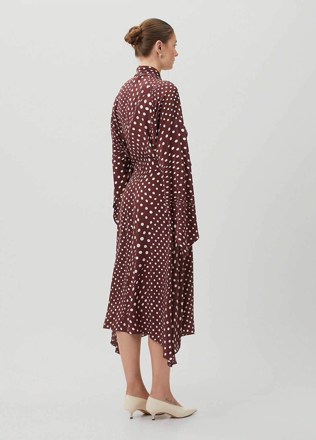 Stella McCartney Bordo Puantiyeli İpek Elbise görsel 4