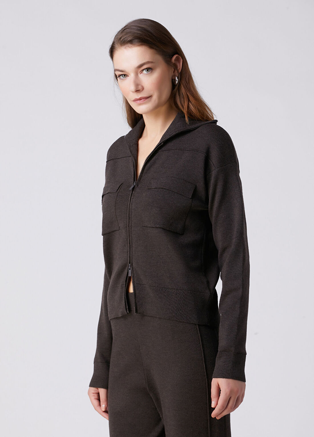Beymen Collection Koyu Kahverengi Yün Hırka