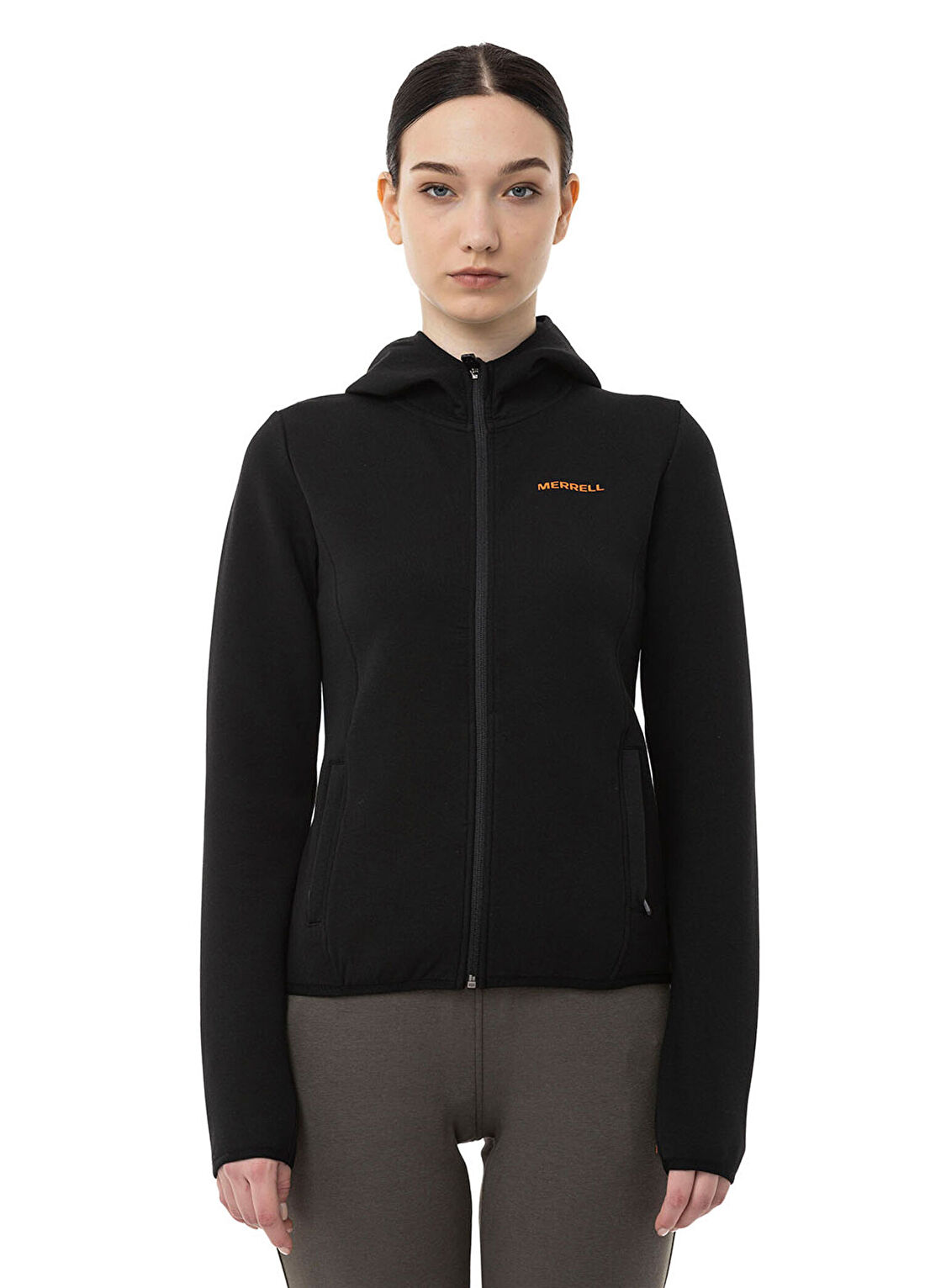 Merrell Shine Fermuarlı Kapüşonlu Siyah Kadın Spor Swartshirt