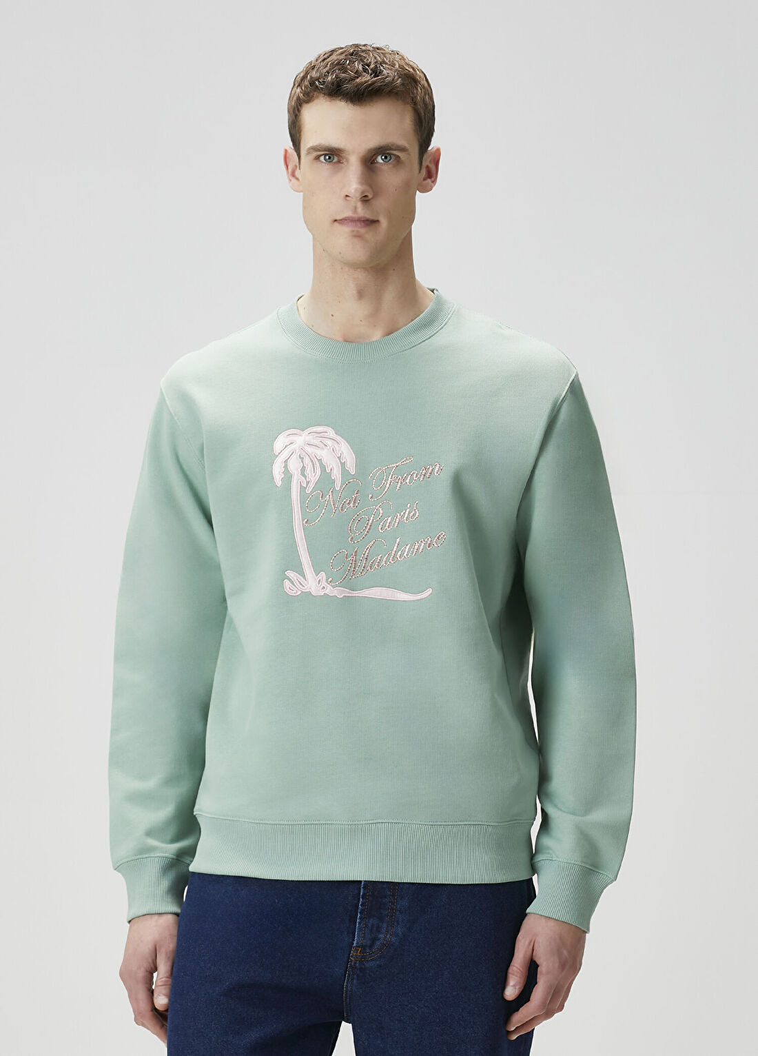 Drôle De Monsieur Su Yeşili Nakışlı Sweatshirt