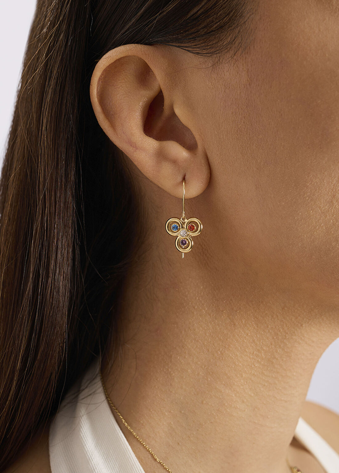 Orena Jewelry Pırlanta Taşlı Çintemani 14 Ayar Altın Kadın Küpe görsel 2