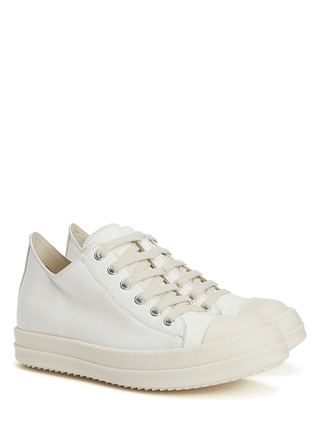 Rick Owens Low Beyaz Kadın Deri Sneaker. görsel 2