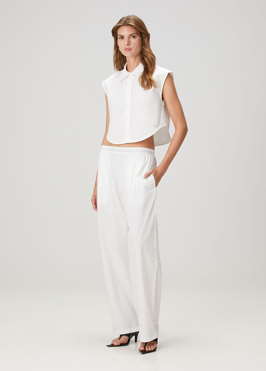 Alexander Wang Beyaz Logo Bantlı Pantolon