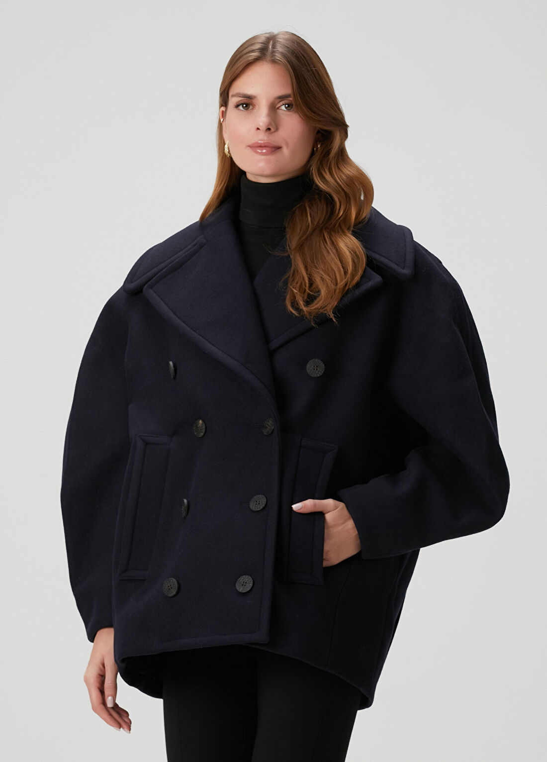 Jacquemus Lacivert Yün Kaban