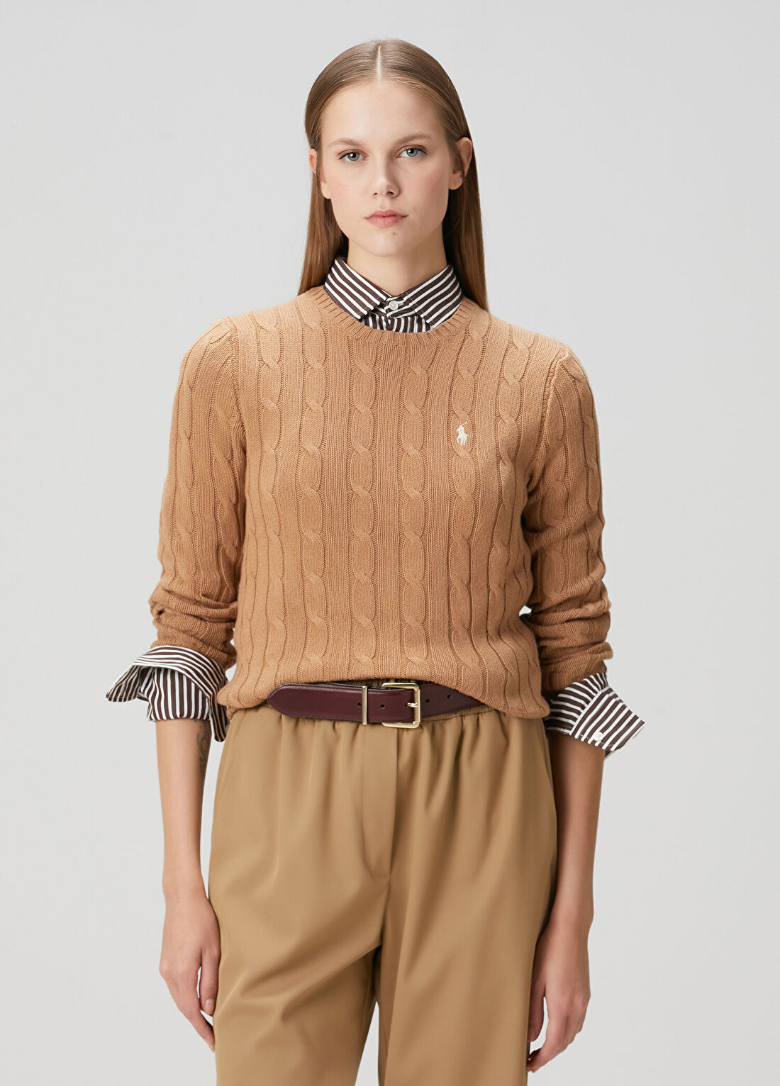 Polo Ralph Lauren Camel Saç Örgü Triko