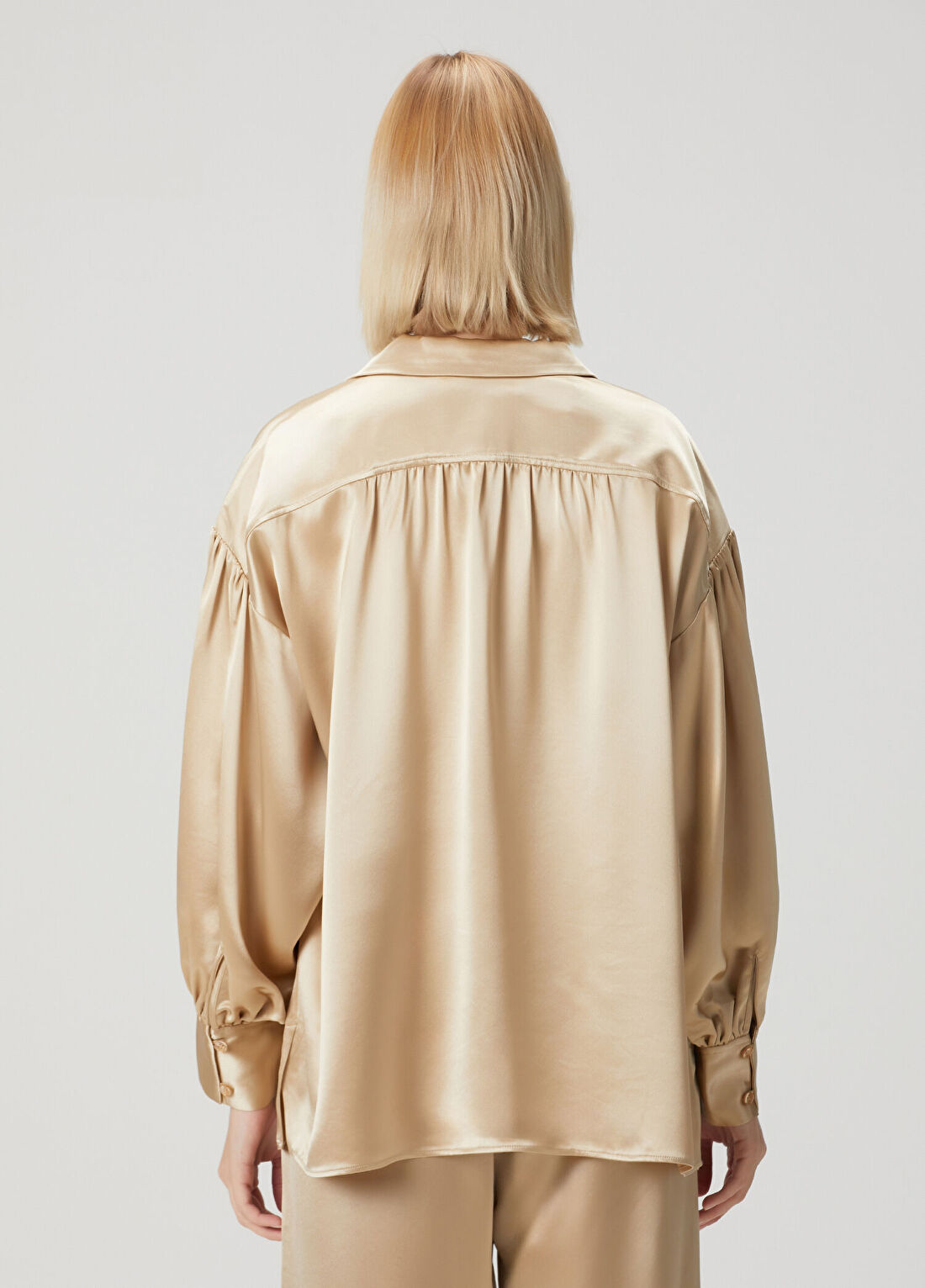 By Malene Birger Leonora Bej Saten Bluz görsel 4