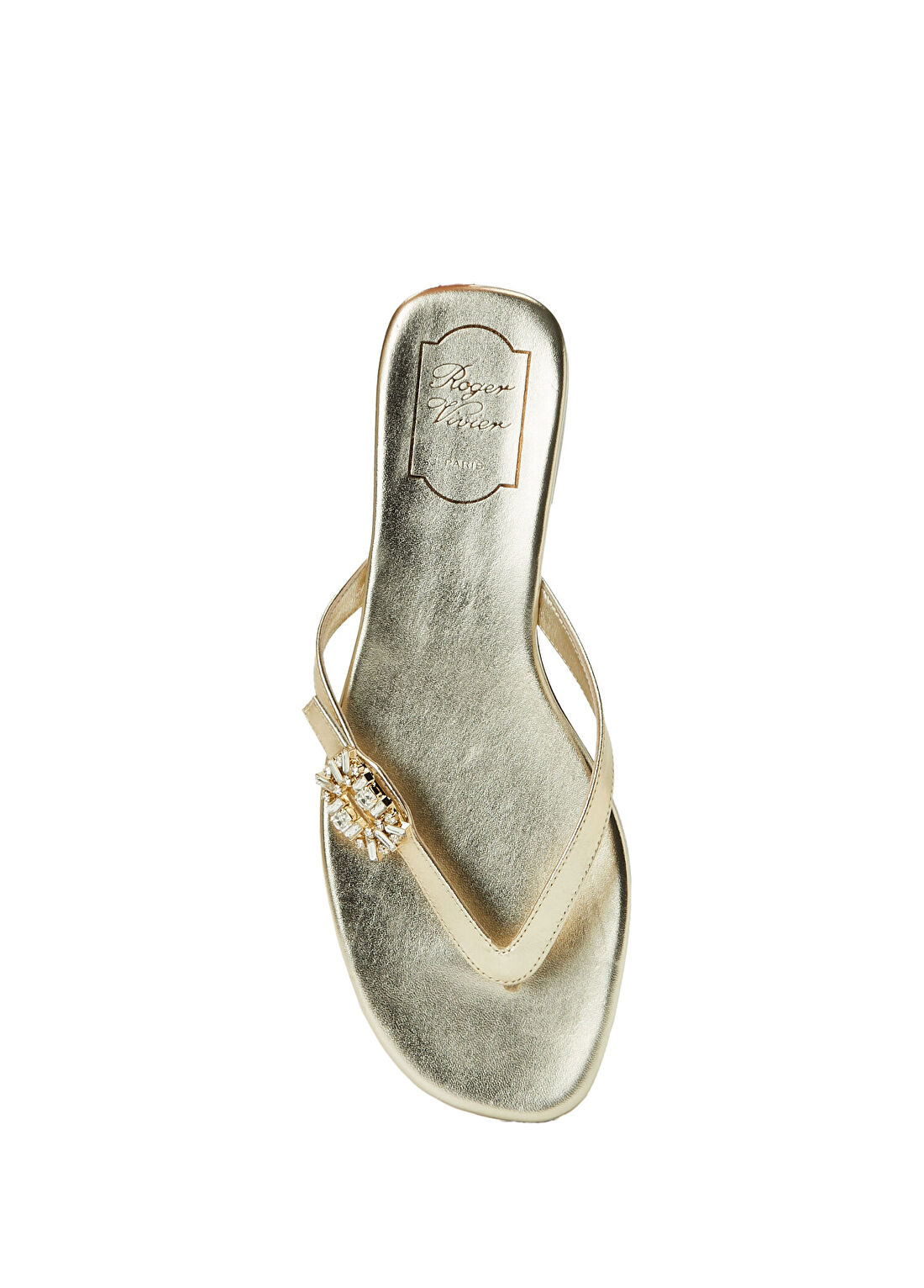 Roger Vivier Gold Taş Detaylı Kadın Deri Terlik görsel 4