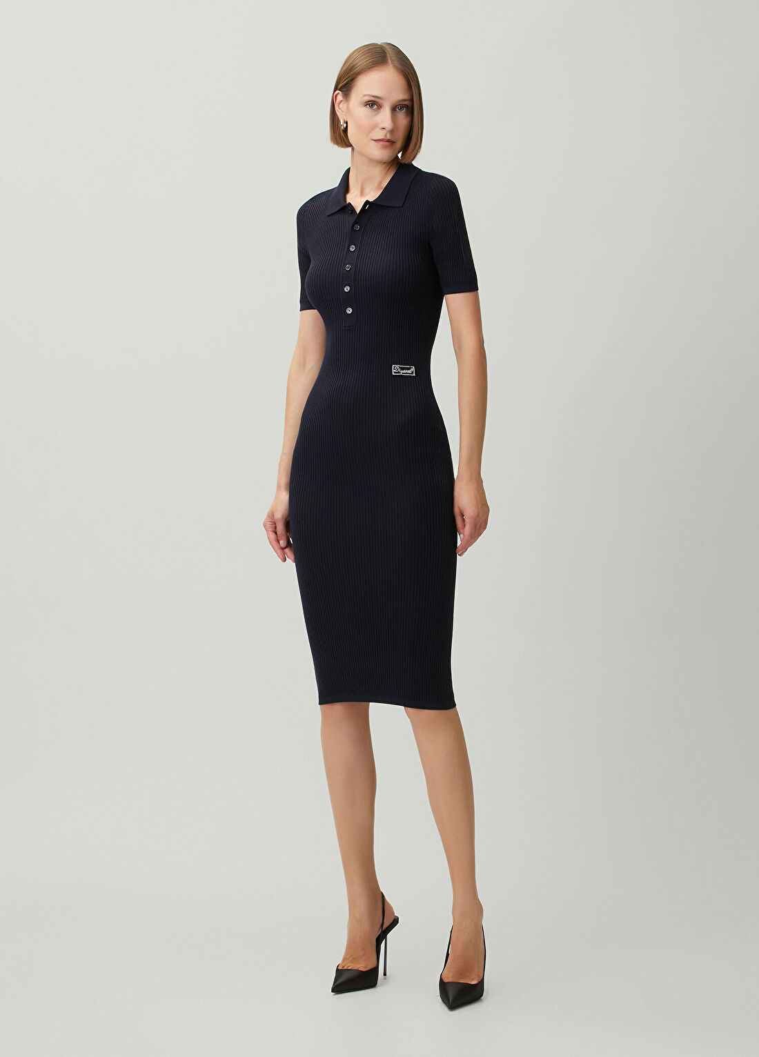 Dsquared2 Lacivert Midi Yün Polo Elbise görsel 3