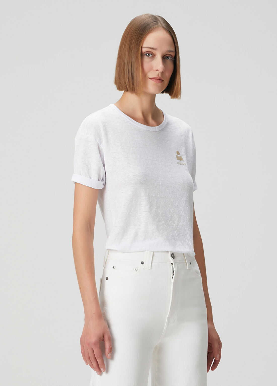 Marant Etoile Koldia Beyaz Keten T-shirt görsel 3