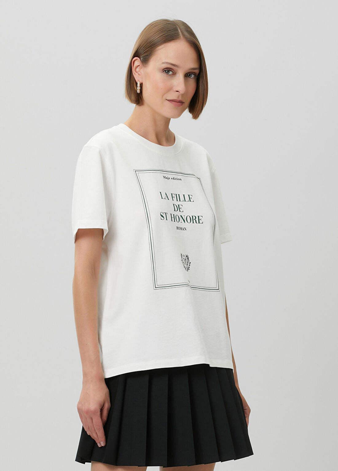 Maje Tibook Beyaz Baskılı T-shirt