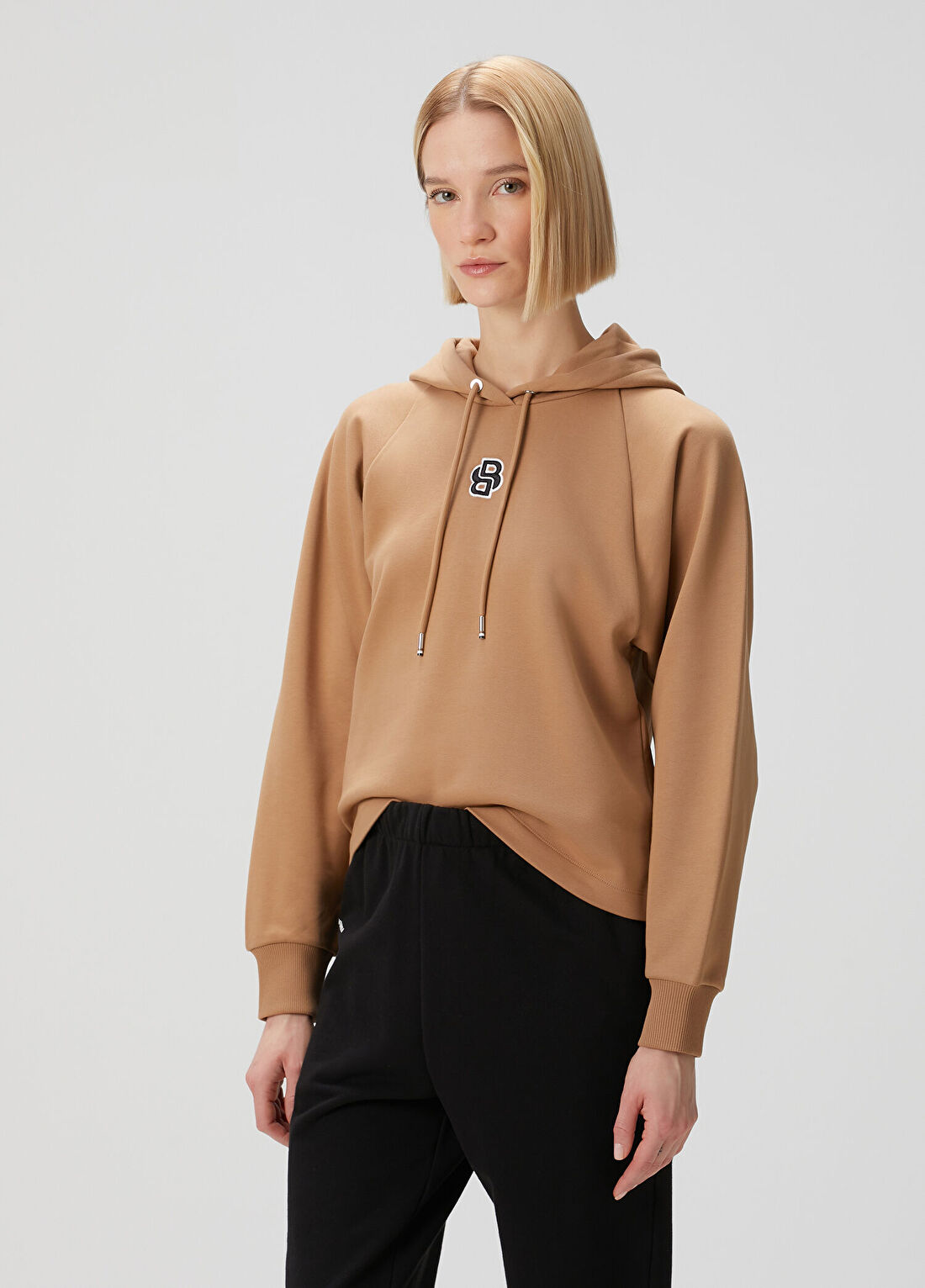 Boss Bej Kapüşonlu Sweatshirt görsel 3