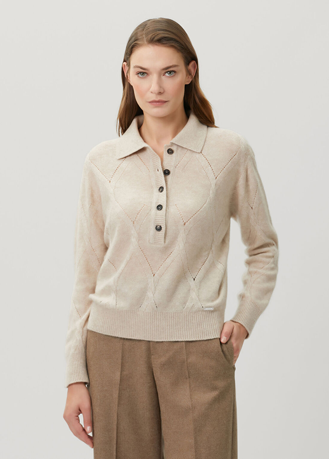 Kiton Bej Kaşmir Polo Kazak