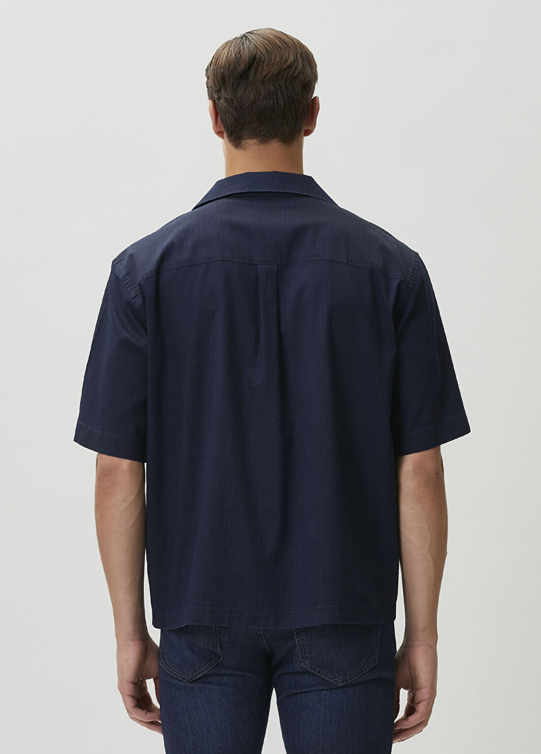 Scissor Scriptor Lacivert Kısa Kollu Denim Gömlek görsel 4