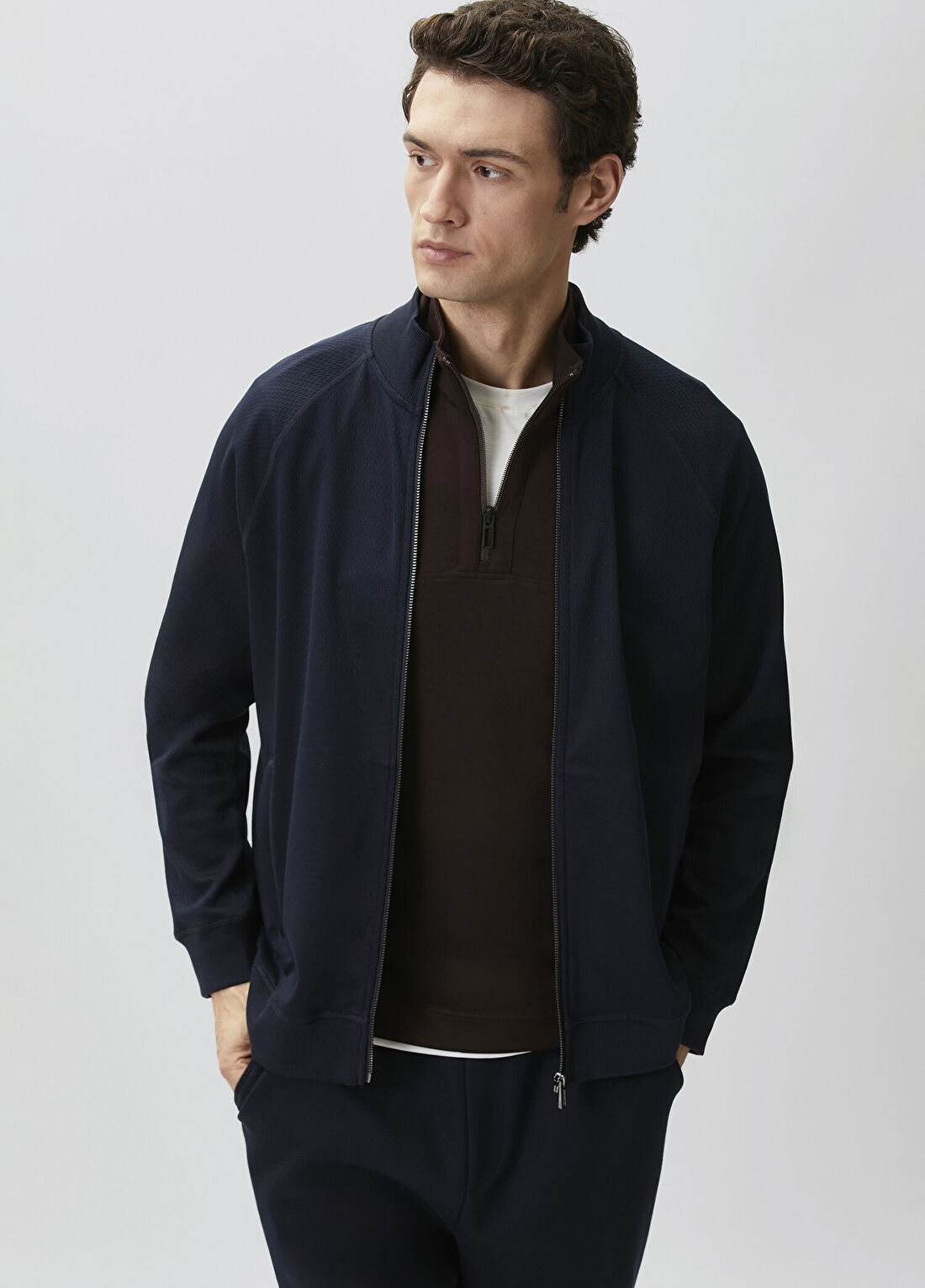 Network Lacivert Fermuarlı Sweatshirt