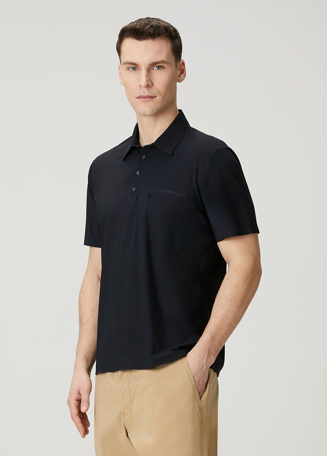 Isaora Ultra Light Sentient Siyah Polo Yaka T-shirt görsel 3