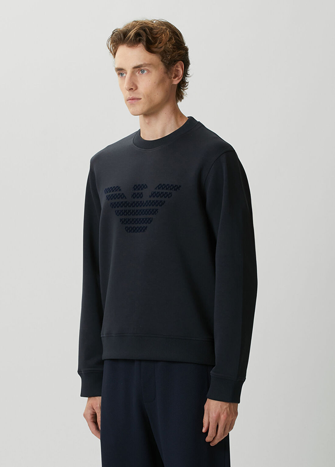 Emporio Armani Lacivert Logo Detaylı Sweatshirt görsel 3