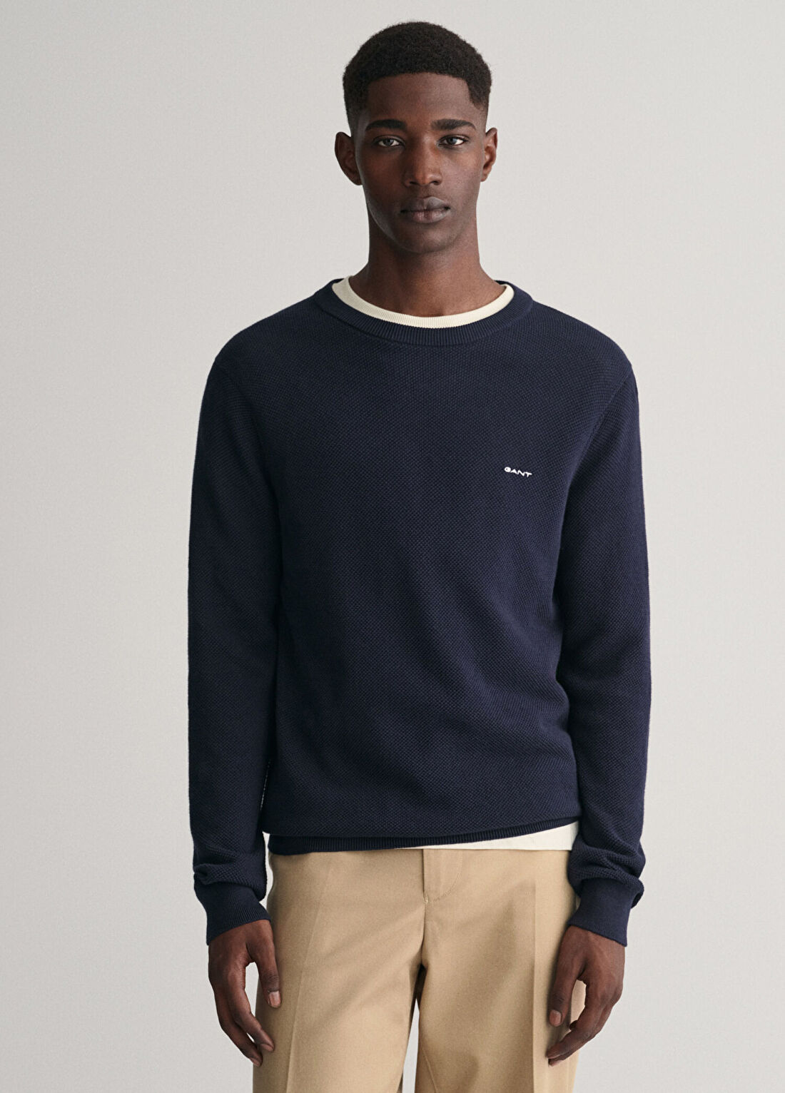 Gant Lacivert Yuvarlak Yaka Regular Fit Erkek Kazak