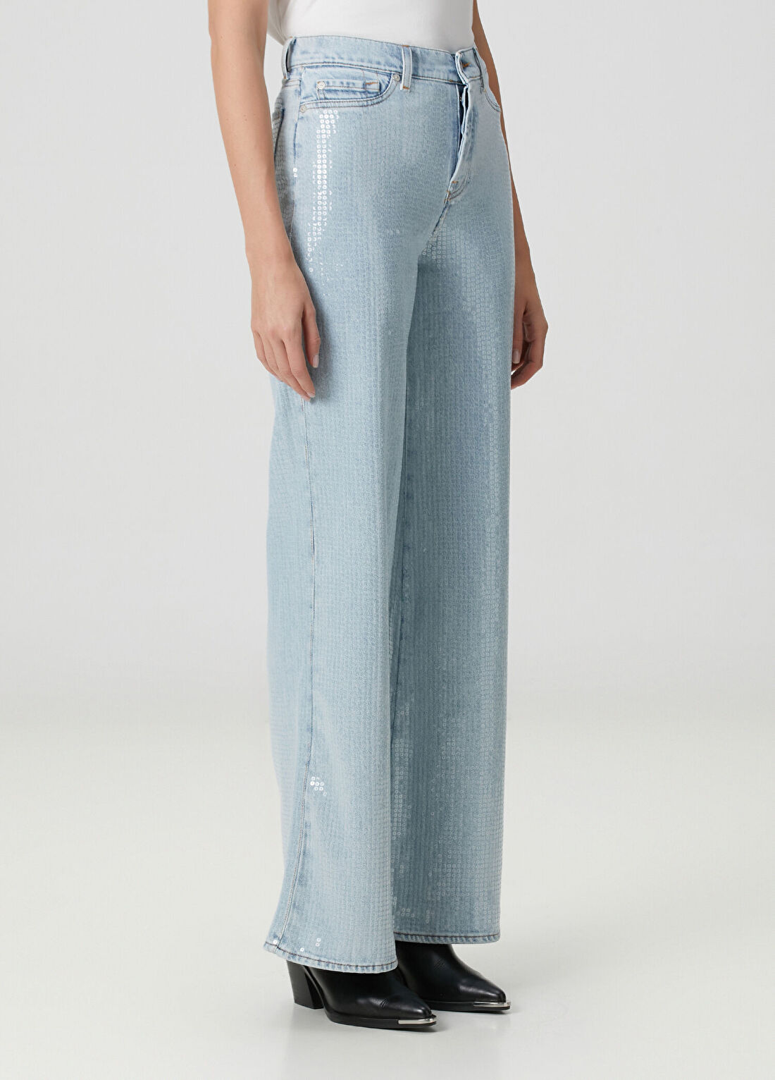 7 For All Mankind Lotta Mavi Payetli Jean Pantolon görsel 2