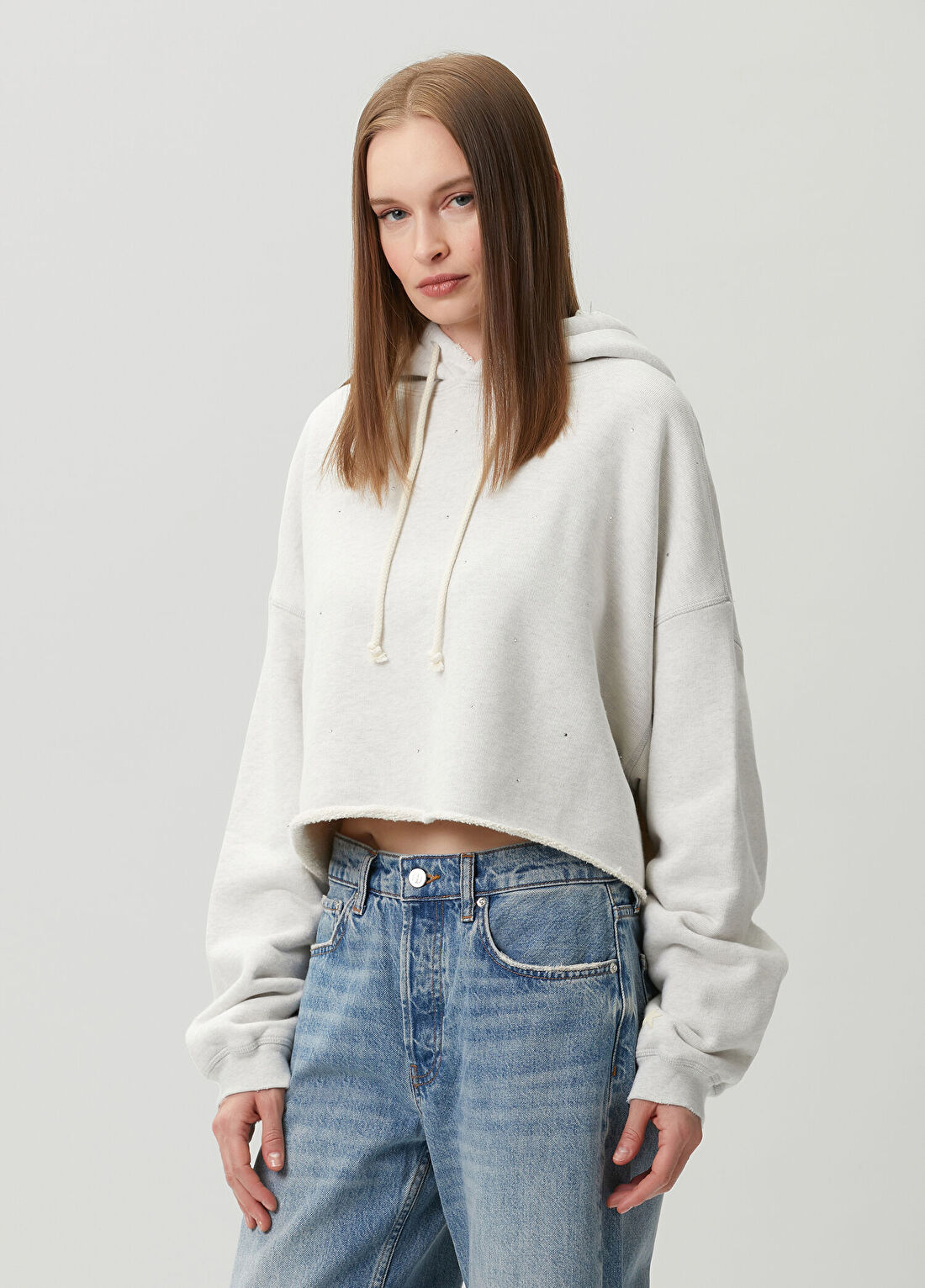 Golden Goose Gri Kapüşonlu Taşlı Sweatshirt görsel 3