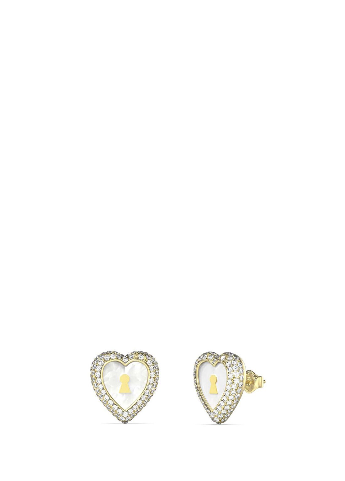 Guess JGUJUBE06065JWYGTU Kalpli Altın Rengi Beyaz Çelik Kadın Küpe
