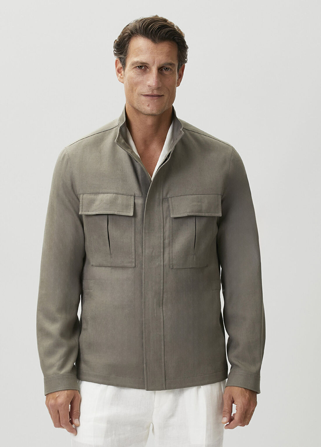 Zegna Saharan Gri Keten Ceket