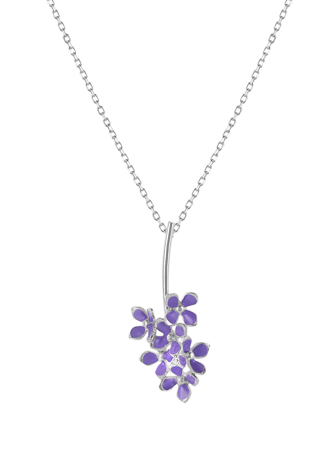 Ezra Baghaki Jewellery Mor Leylak Çiçeği 925 Ayar Gümüş Kadın Kolye