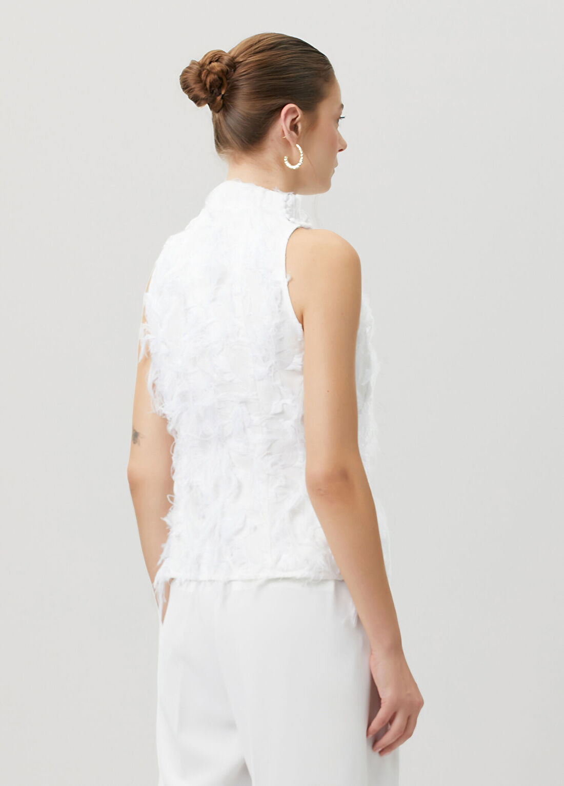 La Collection Morgane Beyaz Püsküllü Bluz görsel 4