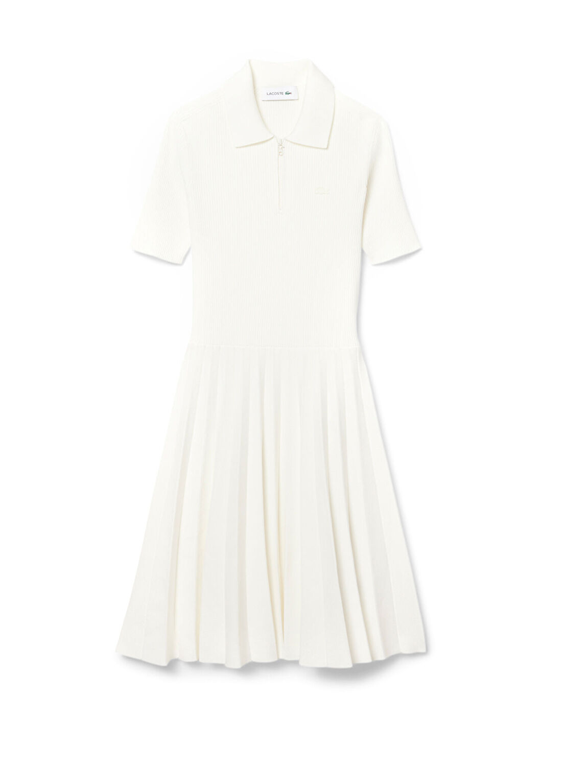 Lacoste Beyaz Polo Yaka Relaxed Fit Kısa Kollu Kadın Mini Elbise