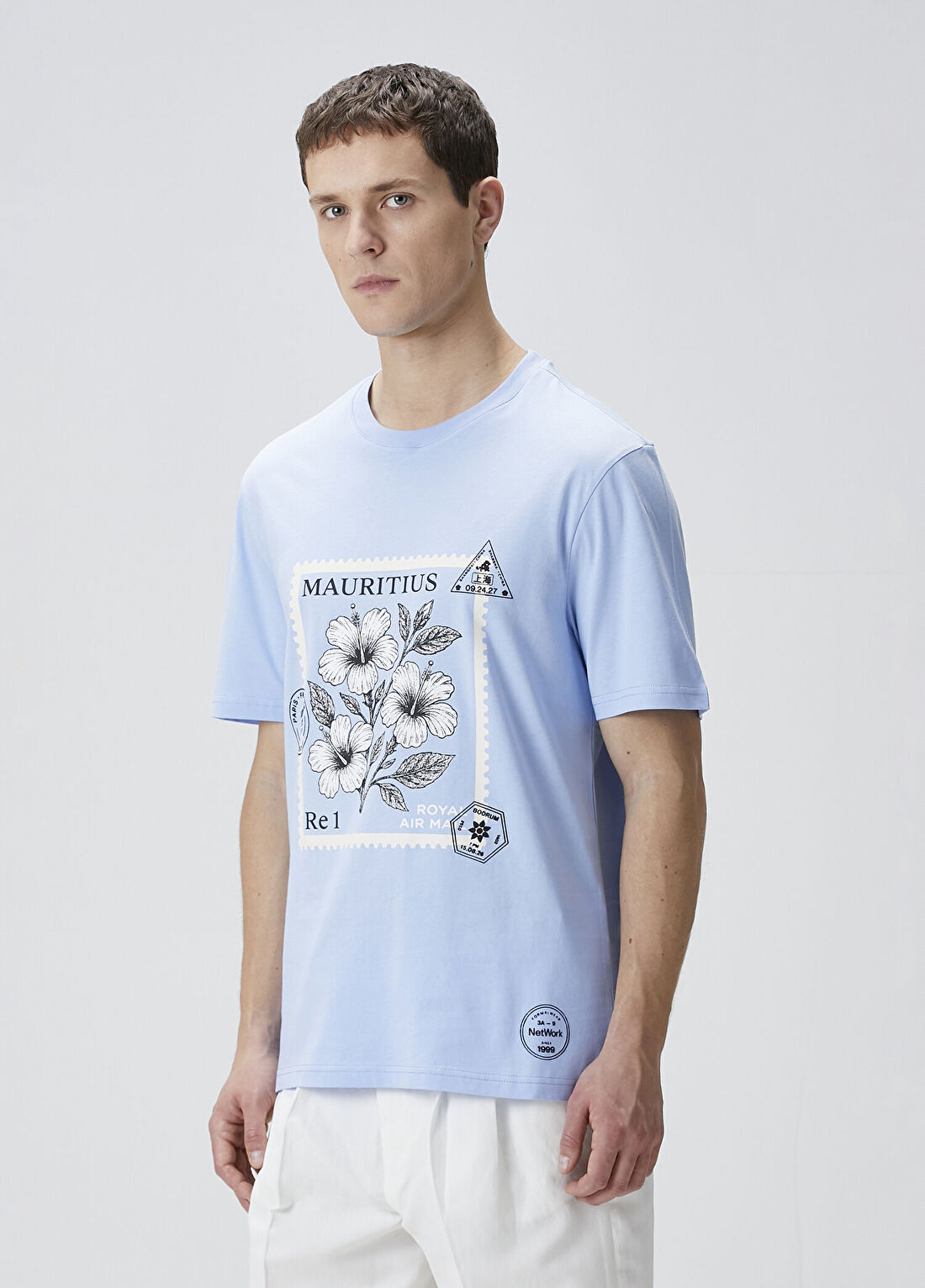 Network Mavi Baskılı T-shirt görsel 4