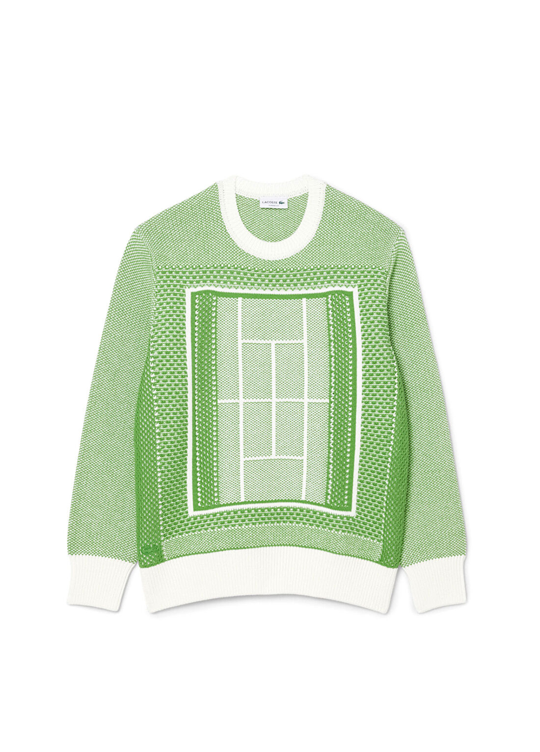 Lacoste Yeşil Desenli Classic Fit Bisiklet Yaka Uzun Kollu Erkek Kazak görsel 4
