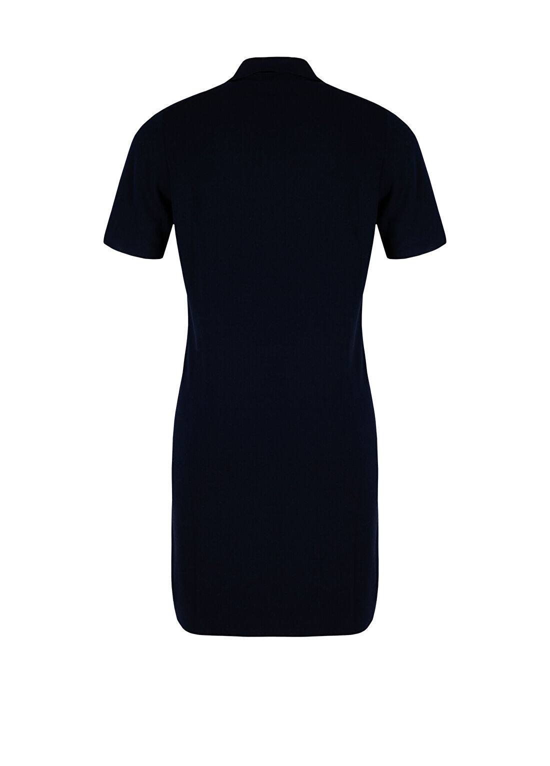 Atelier38 On Beş Lacivert Polo Yaka Kısa Kollu Kadın Mini Elbise görsel 2