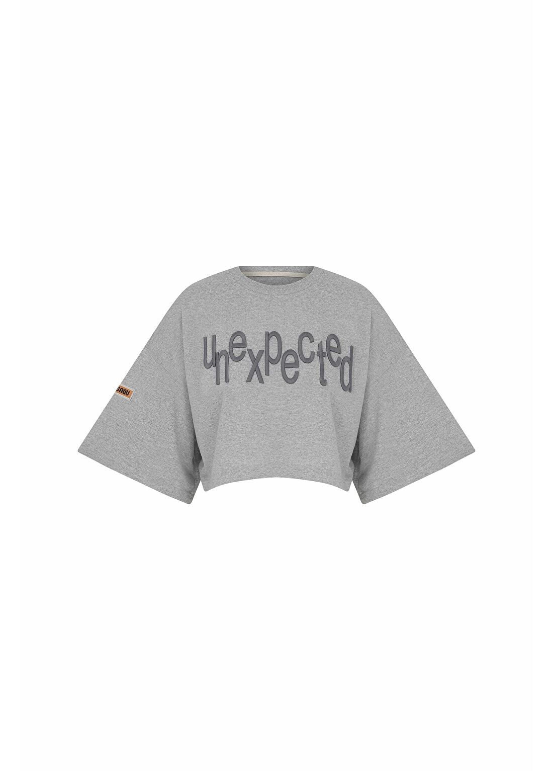 Nasaqu Mımma Oversize Gri Krom Crop T-shirt